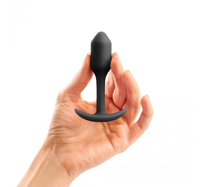 Анальная пробка со смещенным центром тяжести, S, B-vibe Snug Plug 1 черная, 8.6 х 2.2 см