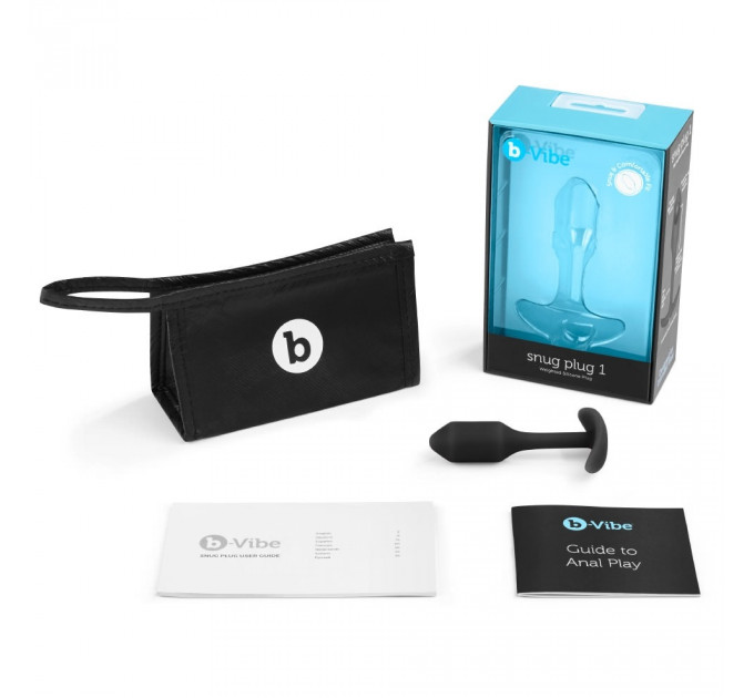 Анальная пробка со смещенным центром тяжести, S, B-vibe Snug Plug 1 черная, 8.6 х 2.2 см