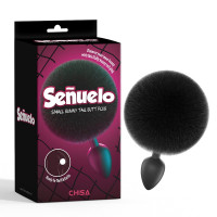 Анальная пробка Chisa Senuelo с заячьим хвостиком, черная Анальная пробка Chisa Senuelo с заячьим хвостиком, черная