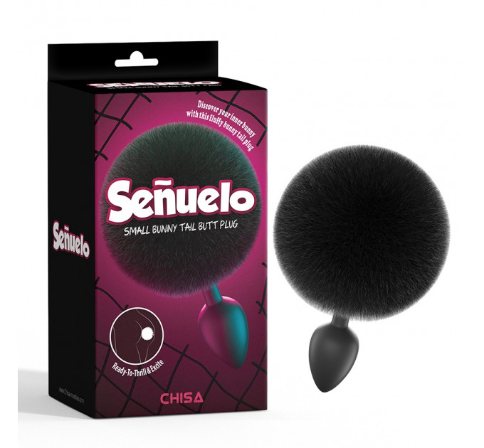 Анальная пробка Chisa Senuelo с заячьим хвостиком, черная