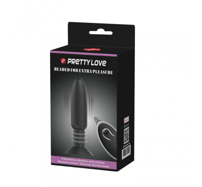 Анальна вібропробка з пультом Pretty Love чорна, 14.6 х 3.6 см