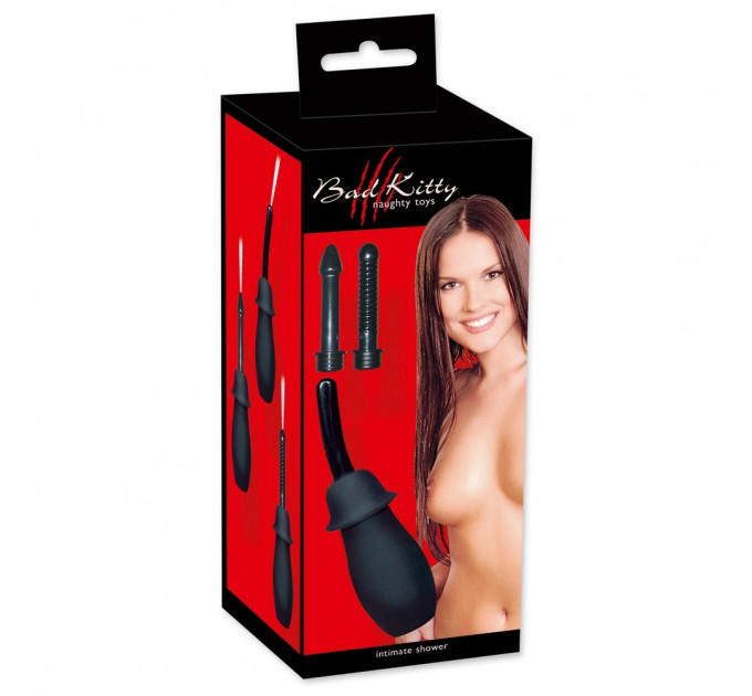 Анальный душ с насадками Bad Kitty Intimate Shower, 3 насадки, черный