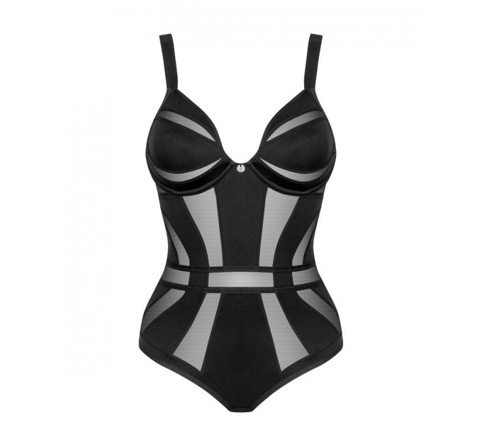 Боди с полупрозрачными вставками Chic Amoria Obsessive, черное, XS/S