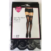 Чулки с кружевными коронками Music Legs, черные, One Size