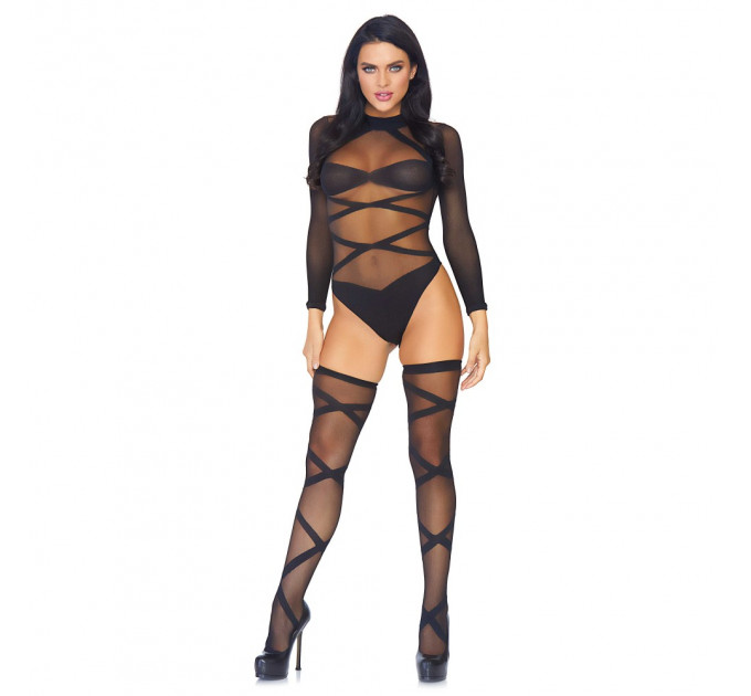 Боди с чулками Leg Avenue, черный, размер One Size