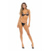 Комплект белья Rene Rofe Vinyl Vibes, винил с кружевом, черный, S/M