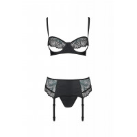 Комплект с ажурными вставками, черный ASTRIDA SET - Passion, S/M