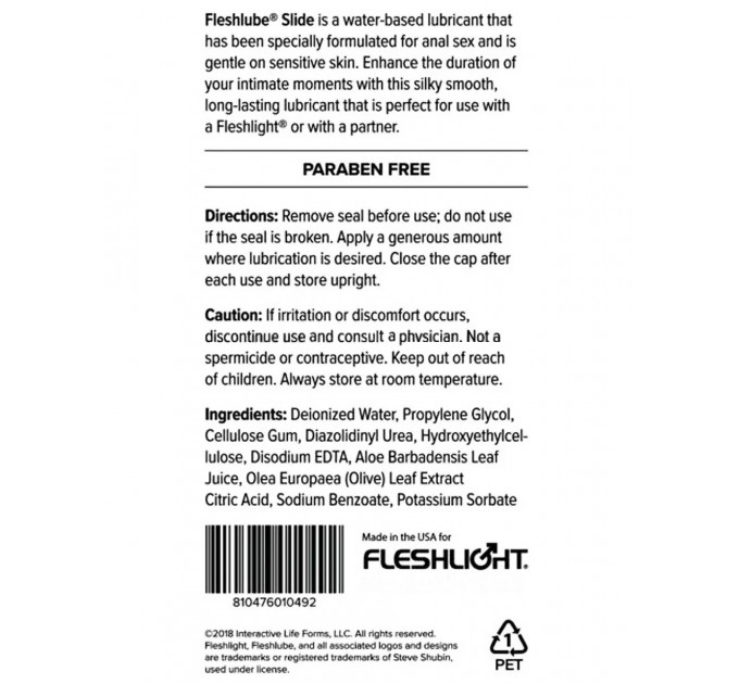 Лубрикант анальный на водной основе Fleshlube Slide, 250 мл