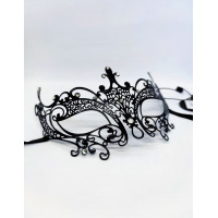 Изящная маска на глаза в венецианском стиле DS Fetish Eye Мask из металла, черная