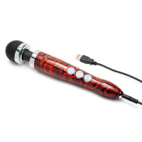 Массажер-микрофон Doxy Die Cast 3R Wand Vibrator Rose Pattern, с розами, красный USB