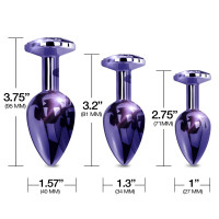 Набор анальных пробок Global Novelties NIXIE METAL BUTT PLUG TRAINER SET, PURPLE METALLIC