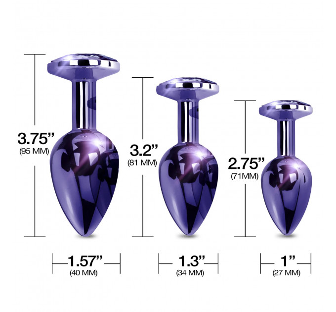 Набор анальных пробок Global Novelties NIXIE METAL BUTT PLUG TRAINER SET, PURPLE METALLIC