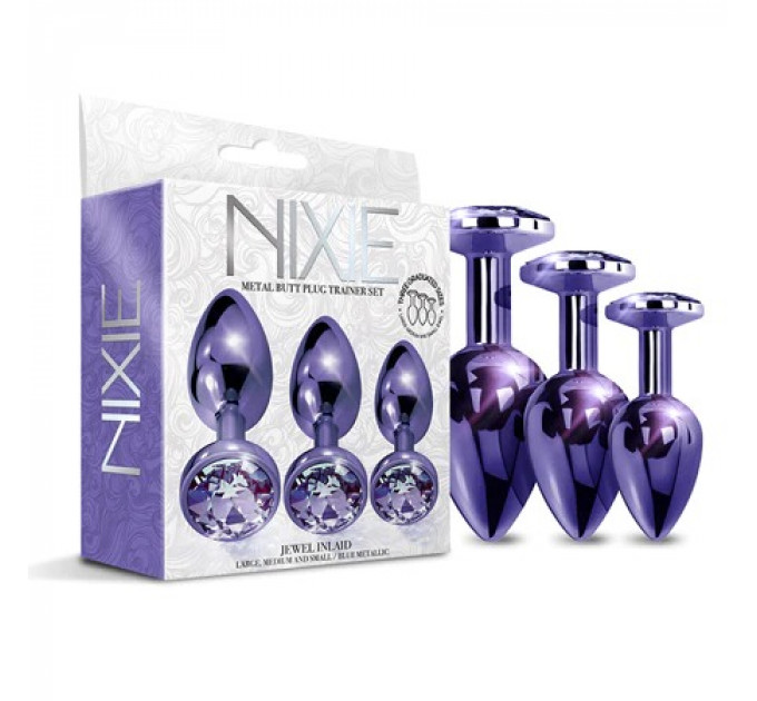 Набор анальных пробок Global Novelties NIXIE METAL BUTT PLUG TRAINER SET, PURPLE METALLIC