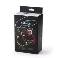Наручники з екошкіри бордові Romfun Handcuff із золотистою фурнітурою