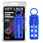 Насадка на пенис рельефная Chisa Get Lock с кольцом на мошонку и местом для вибропули, синяя