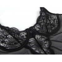 Напівпрозорий пеньюар з трусиками Star Night з мереживом, чорний, XS-S