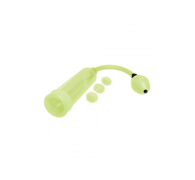 Помпа для члена светящаяся в темноте Whipsmart Glow In The Dark 3 кольца в комплекте, 23.5 см