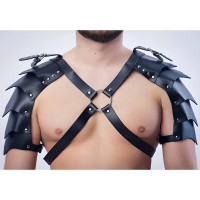 Мужская портупея с объемными плечами , экокожа, черная, One Size