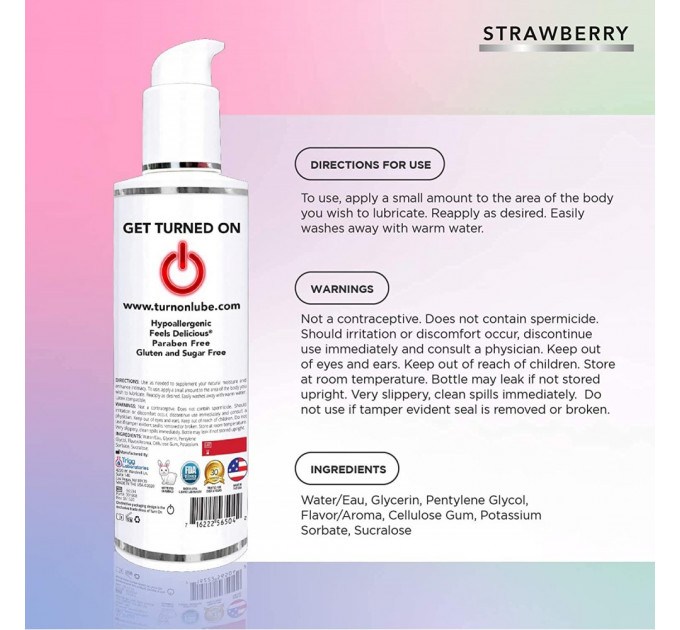 Їстівний лобрикант Wet Turn On Yummy Strawberry Flavored Lube 118 мл