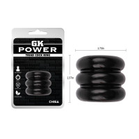 Широкое эрекционное кольцо из трех ярусов Chisa GK Power Triad Cock Ring, черное