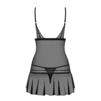 Сорочка эротическая полупрозрачная Obsessive Shibu Chemise черная, L/XL