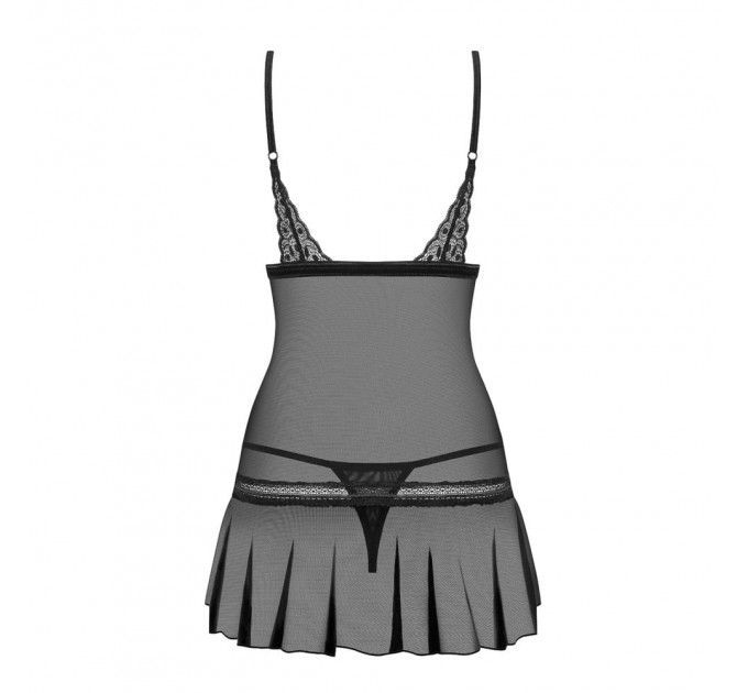 Сорочка эротическая полупрозрачная Obsessive Shibu Chemise черная, L/XL
