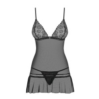 Сорочка эротическая полупрозрачная Obsessive Shibu Chemise черная, L/XL
