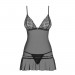 Сорочка эротическая полупрозрачная Obsessive Shibu Chemise черная, L/XL