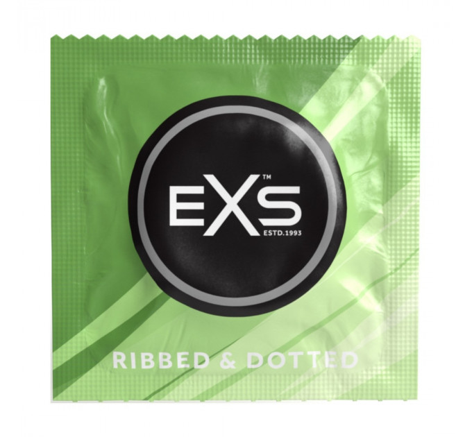 Стимулирующие презервативы EXS Ribbed & Dotted «Ребристые и точечные» (цена за пачку, 3 шт.)