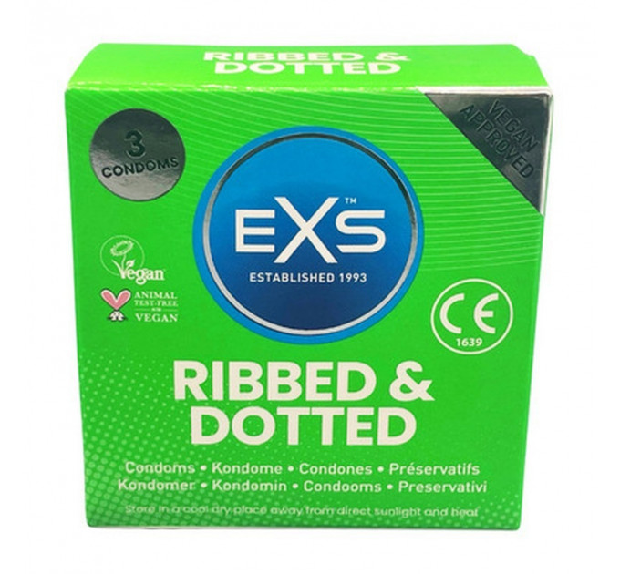 Стимулирующие презервативы EXS Ribbed & Dotted «Ребристые и точечные» (цена за пачку, 3 шт.)