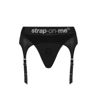Труси для страпону Strap-On-Me з підв'язками для панчох, чорні, XL