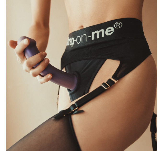 Труси для страпону Strap-On-Me з підв'язками для панчох, чорні, XL