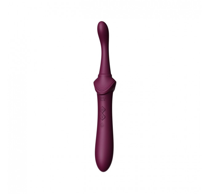 Вибратор двухсторонний универсальный ZALO BESS 2 Velvet Purple с 4 насадками и нагревом, фиолетовый