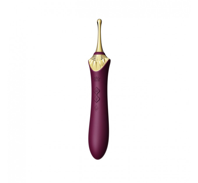 Вибратор двухсторонний универсальный ZALO BESS 2 Velvet Purple с 4 насадками и нагревом, фиолетовый