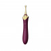 Вибратор двухсторонний универсальный ZALO BESS 2 Velvet Purple с 4 насадками и нагревом, фиолетовый