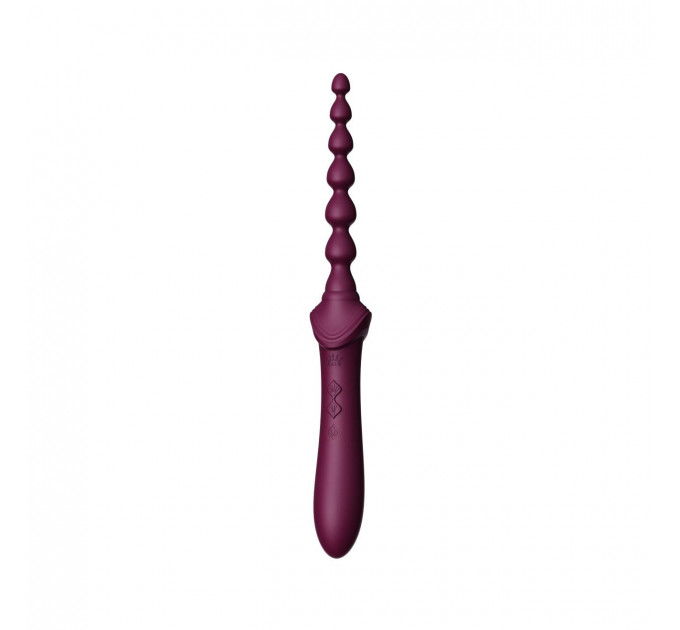 Вибратор двухсторонний универсальный ZALO BESS 2 Velvet Purple с 4 насадками и нагревом, фиолетовый