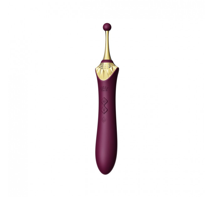 Вибратор двухсторонний универсальный ZALO BESS 2 Velvet Purple с 4 насадками и нагревом, фиолетовый