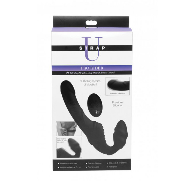 Безремневой страпон с вибрацией Pro Rider Strapless Strap-on Vibrator с пультом