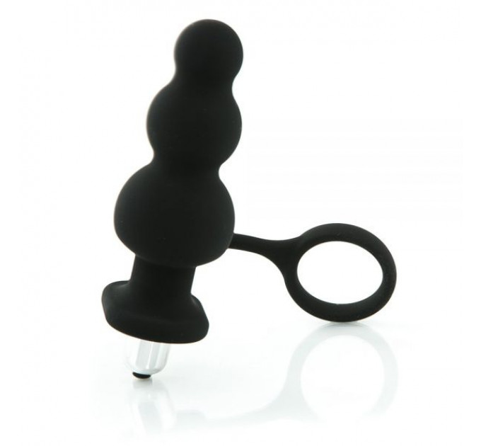 Анальна плаг з вібрацією Black Silicone