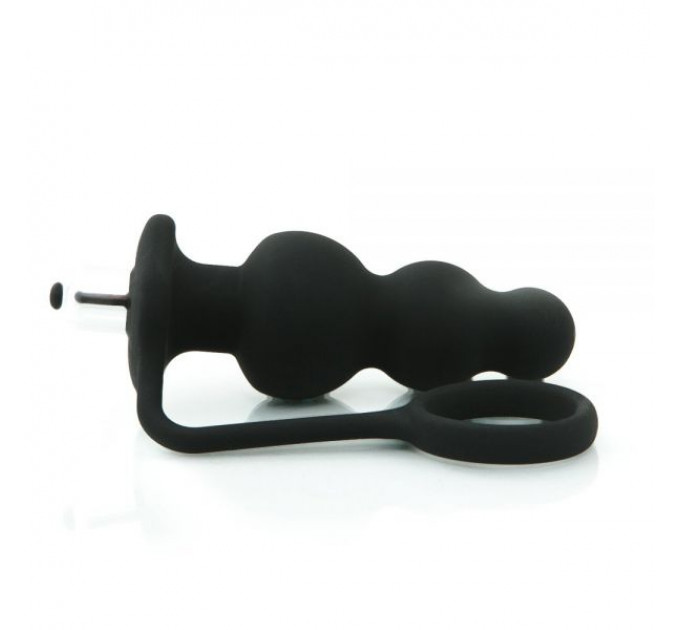Анальна плаг з вібрацією Black Silicone