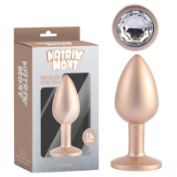 Анальна пробка золото рожеве CHISA MATRIX MONT з перламутром і білим каменем, розмір M