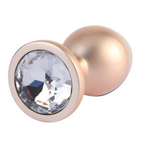 Анальна пробка золото рожеве CHISA MATRIX MONT з перламутром і білим каменем, розмір M