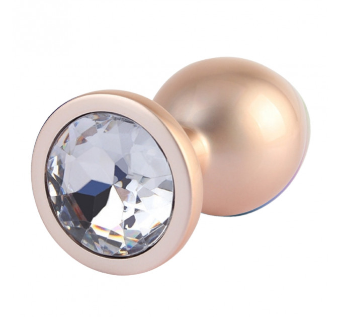 Анальна пробка золото рожеве CHISA MATRIX MONT з перламутром і білим каменем, розмір M