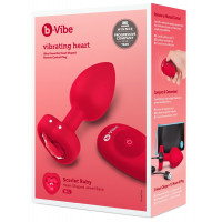 Анальная пробка с вибрацией и пультом управления B-Vibe Vibrating Heart Plug M/L Red