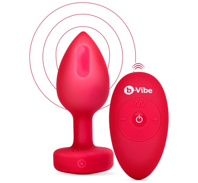 Анальная пробка с вибрацией и пультом управления B-Vibe Vibrating Heart Plug M/L Red