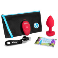 Анальна пробка з вібрацією та пультом керування B-Vibe Vibrating Heart Plug червона, M/L