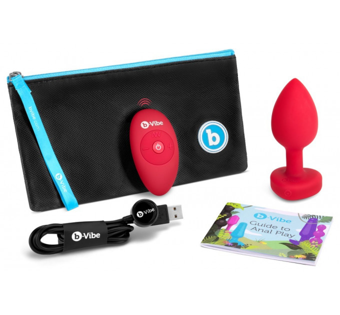Анальная пробка с вибрацией и пультом управления B-Vibe Vibrating Heart Plug M/L Red