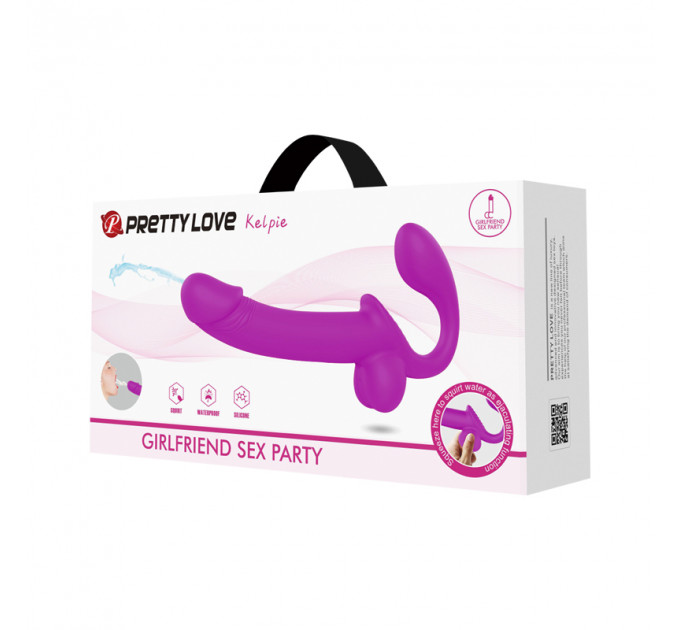 Безремневой страпон Pretty Love Kelpie с имитацией семяизвержения, 25 х 3.9 см