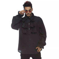 Черная костюмная рубашка с оборками Leg Avenue, размер XL