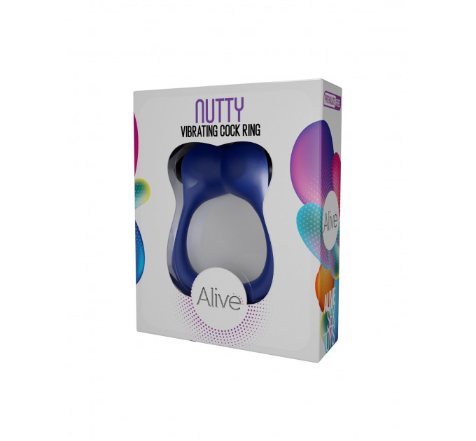 Эрекционное виброкольцо Alive Nutty синее